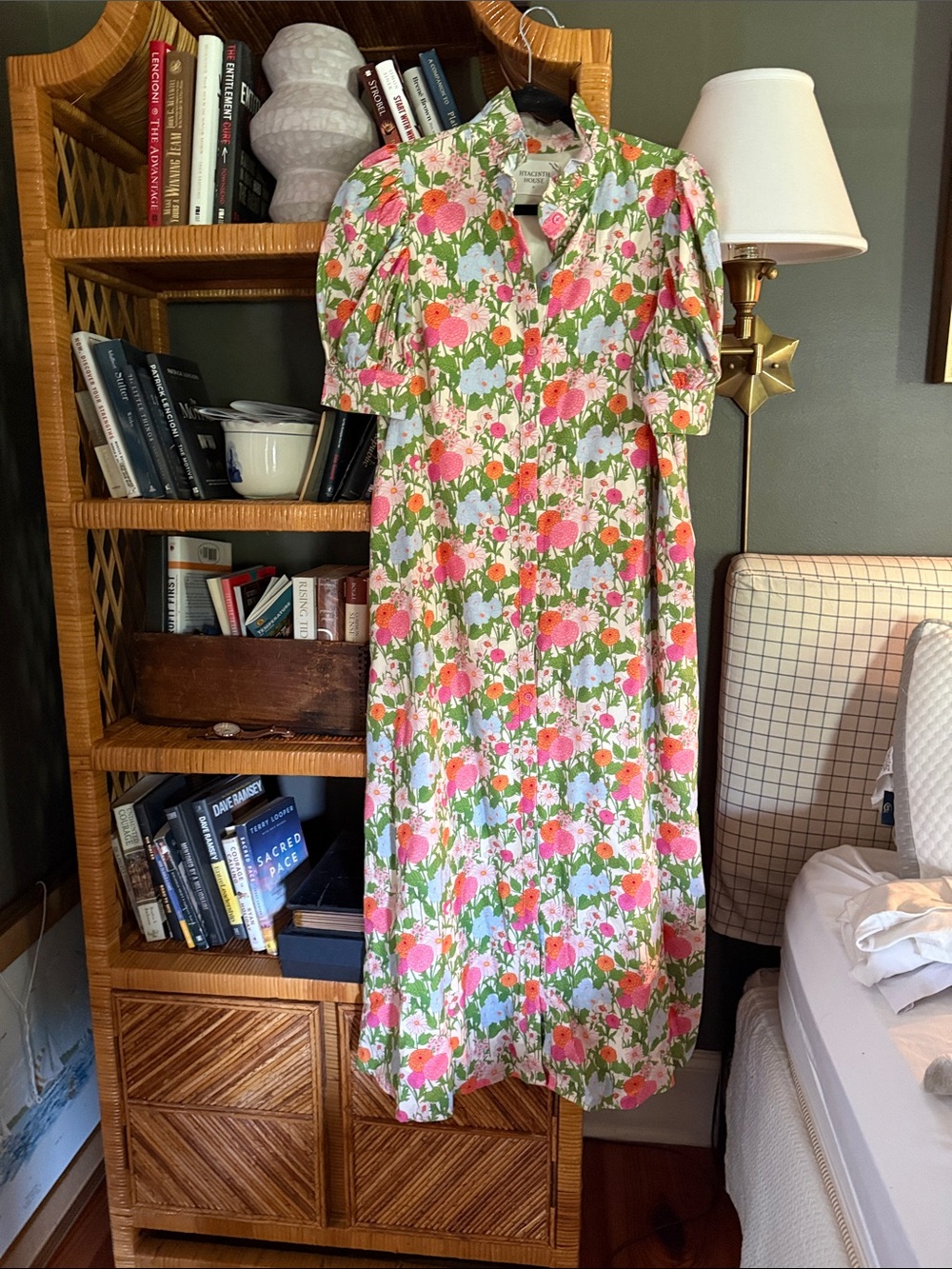 Floral Puff-Sleeve Maxi Dress - Pink & Green Bloom